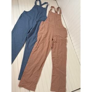 New Amazon Jumpsuit - Blue & Brown Squared Neck Chores Barn BUNDLE Womens Size S